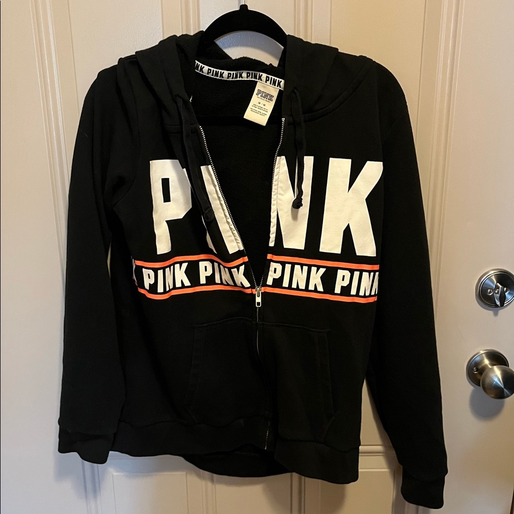 Pink VS full zip black hoodie